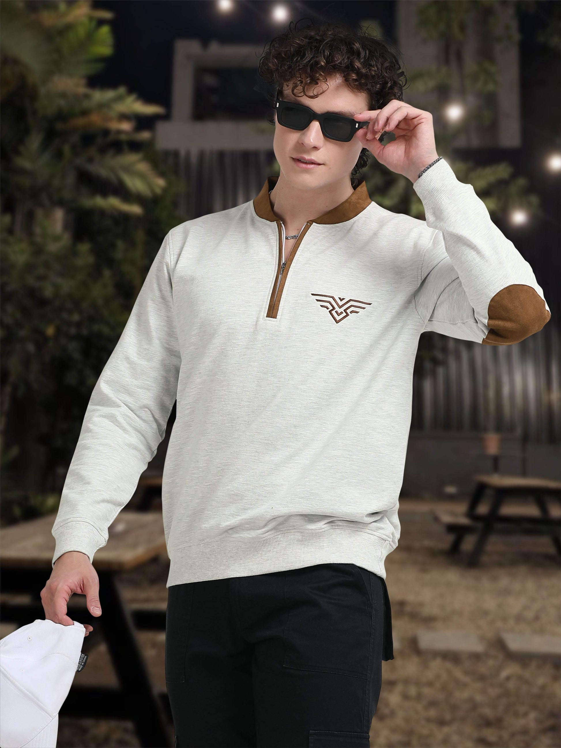 Chinese Collar Half Zipper Sweatshirt for Men 