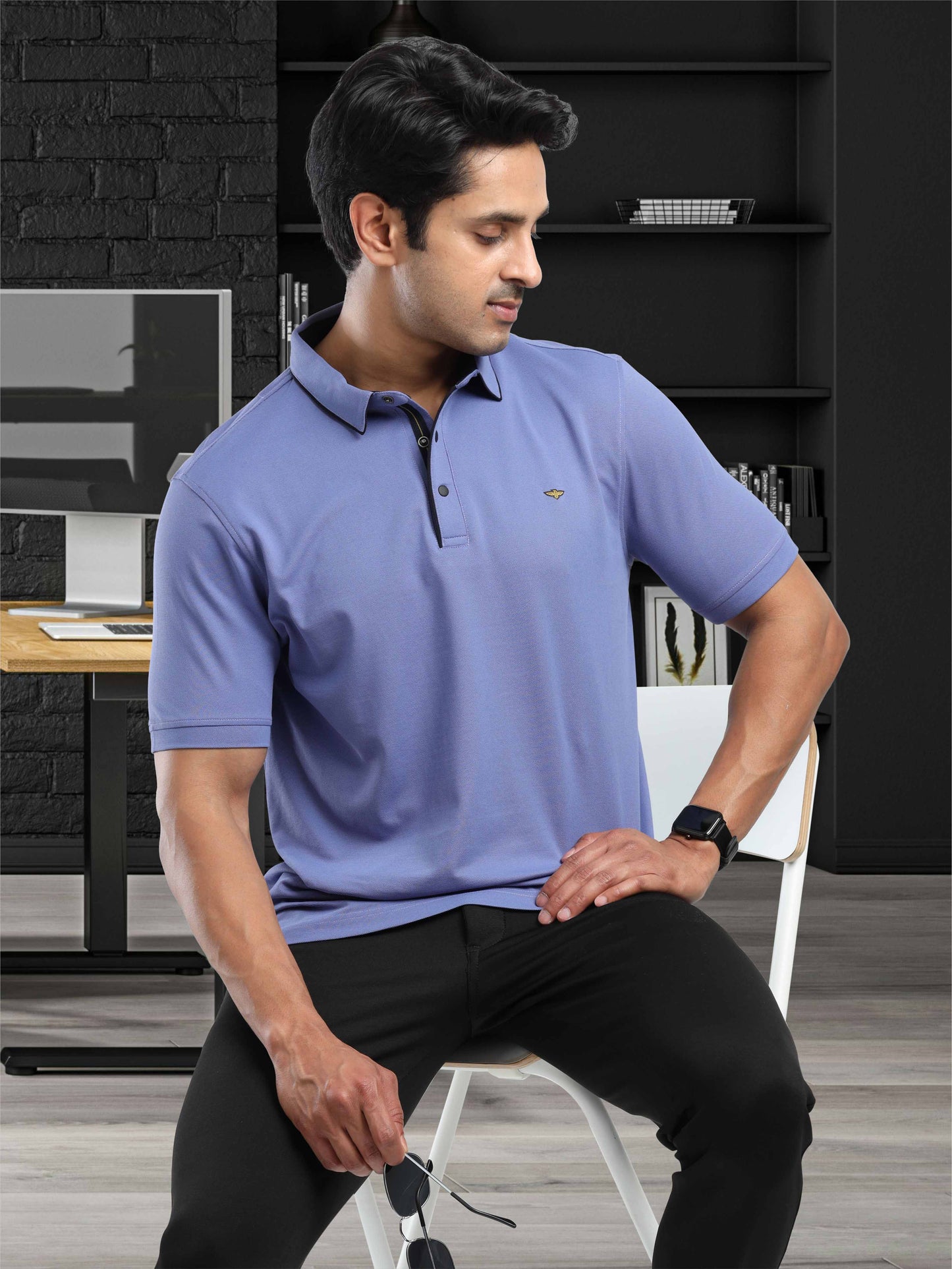 Denim Blue Men Premium SoftBerry PQ Polo T-Shirt