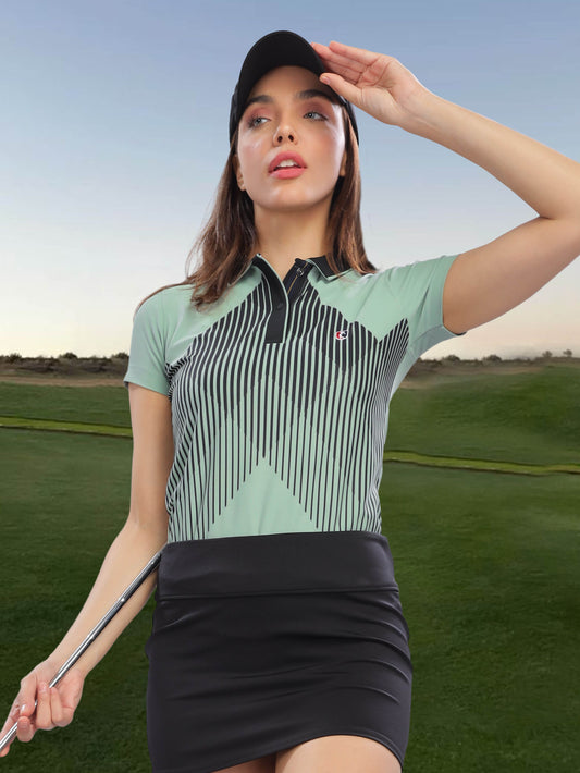 Misty-Green Women Active Wear Polo T-shirts