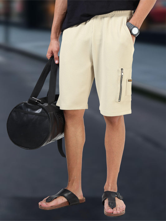 STELLERS Men's Premium Stretchable Shorts -Beige | Feather Touch Feel | Breathable | Light Weight