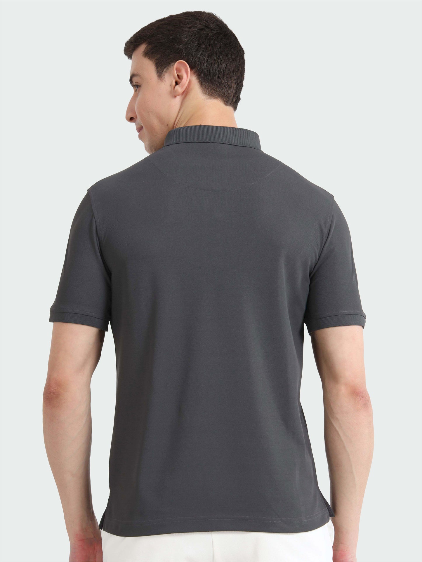Dark Grey-Men's Piping Design Polo T-Shirt | Wrinkle-Free | Quick Dry | Stretchable |  Odour-Free | UV Protected