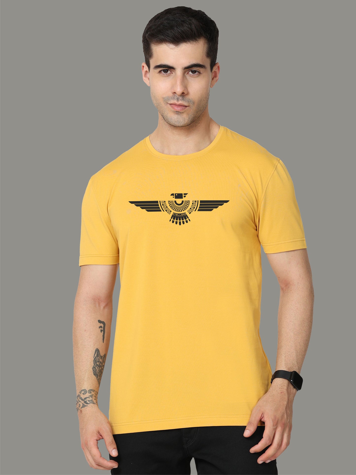 Mustard Men's Crew Neck T-Shirts Tribal