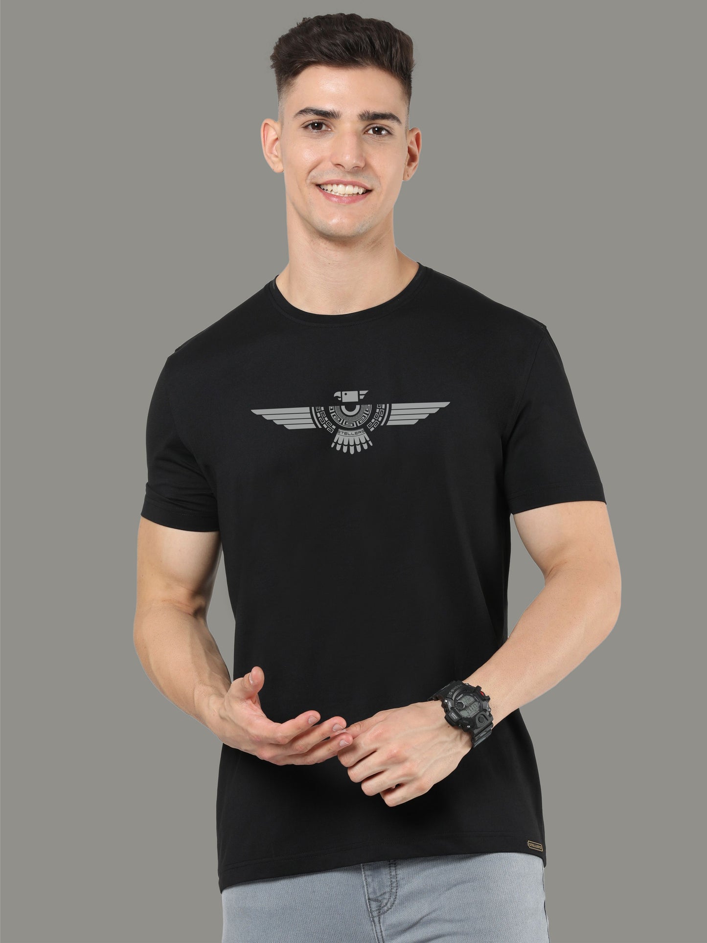 Black Men's Crew Neck T-Shirts Tribal