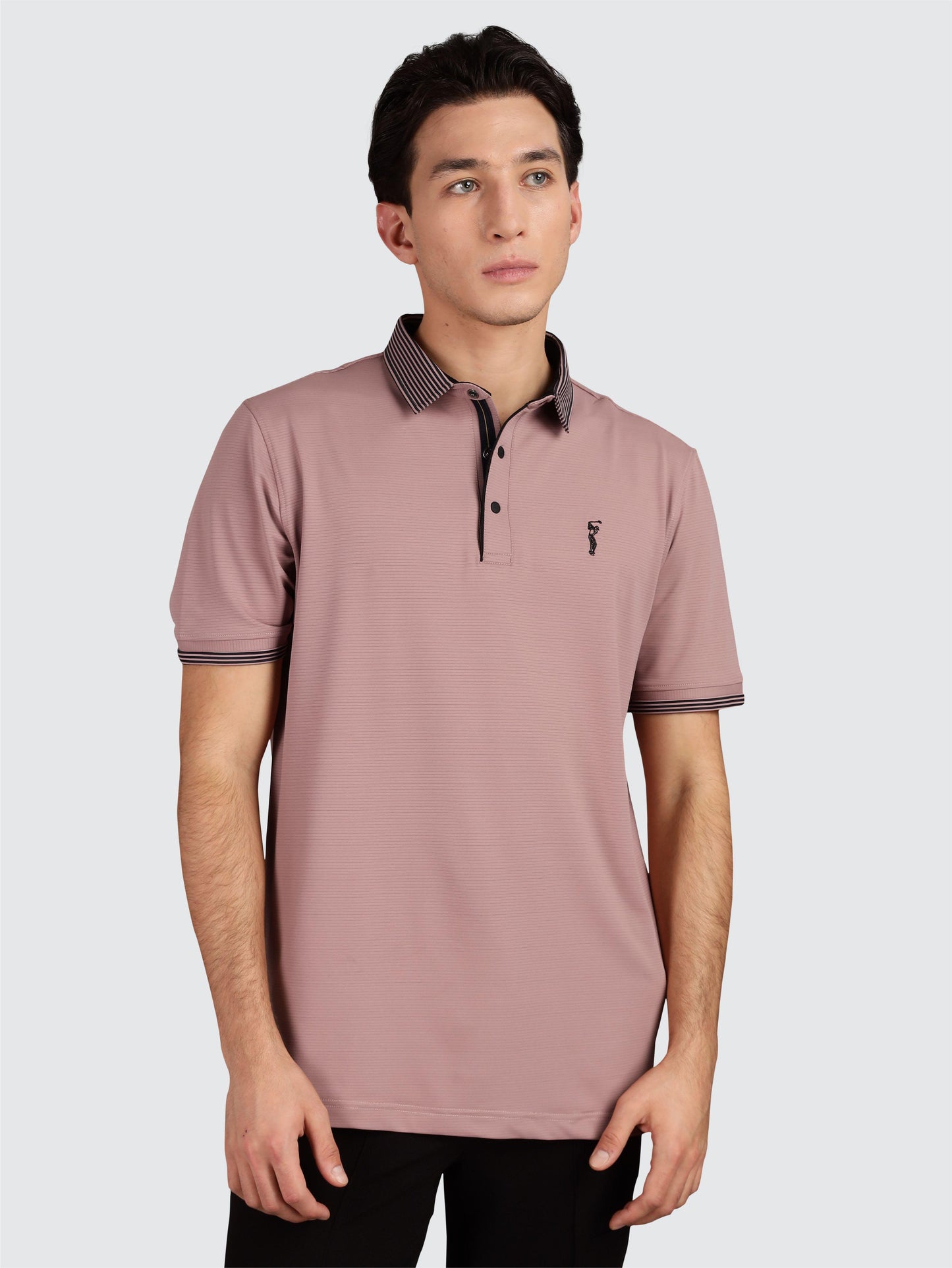Men Premium Ultra Stripes Polo T-Shirt - Mauve | Feather Touch Feel | Light Weight | Stretchable | Sustainable
