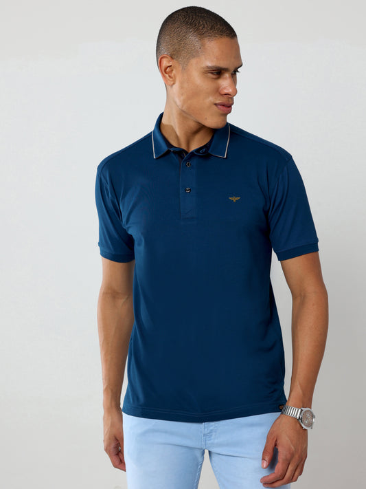 Teal Blue Men's Cotton Polo T Shirts