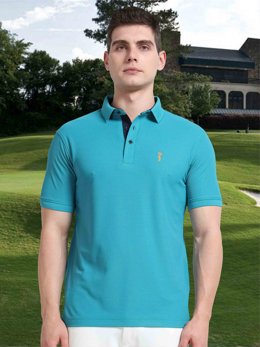 Men Jade Green Premium Golf Polo T-Shirt | Quick Dry | Stretchable | UV Protected | Wrinkle & Odour-Free