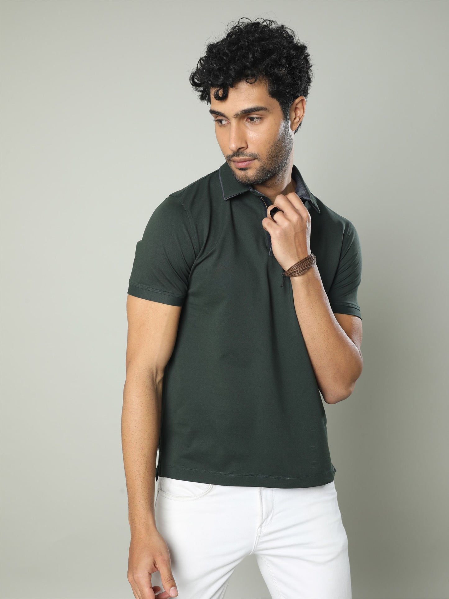 Bottle Green Men Premium SoftBerry PQ Polo T-Shirt