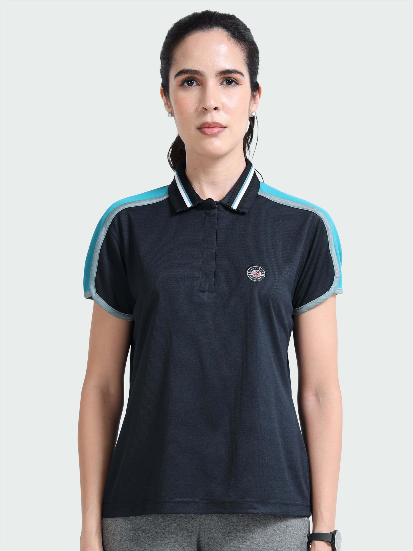 Women Active Wear Zipper Polo T-shirt | Premium Cotton  | Stretchable   |  Feather touch feel  |  Sustainable  |  Breathable | Light Weight
