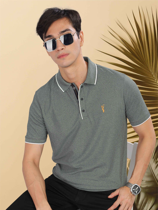 Charcoal Grey Men's Tipping Polo T-Shirt