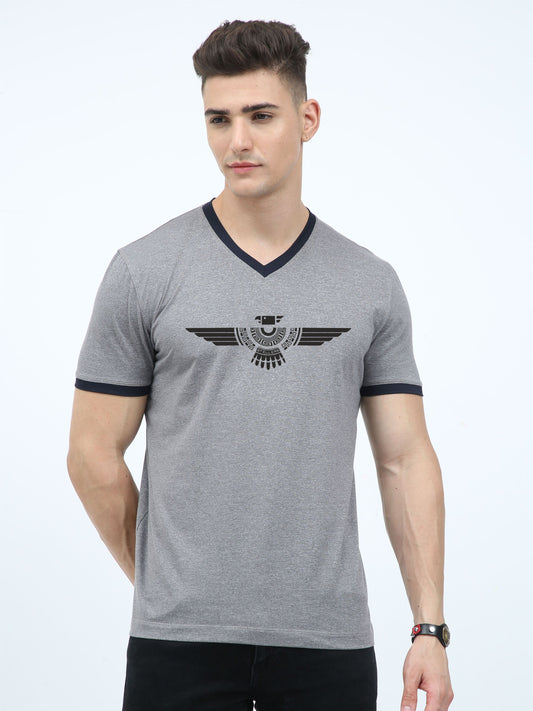 Grey Men's Cotton vee neck t shirts