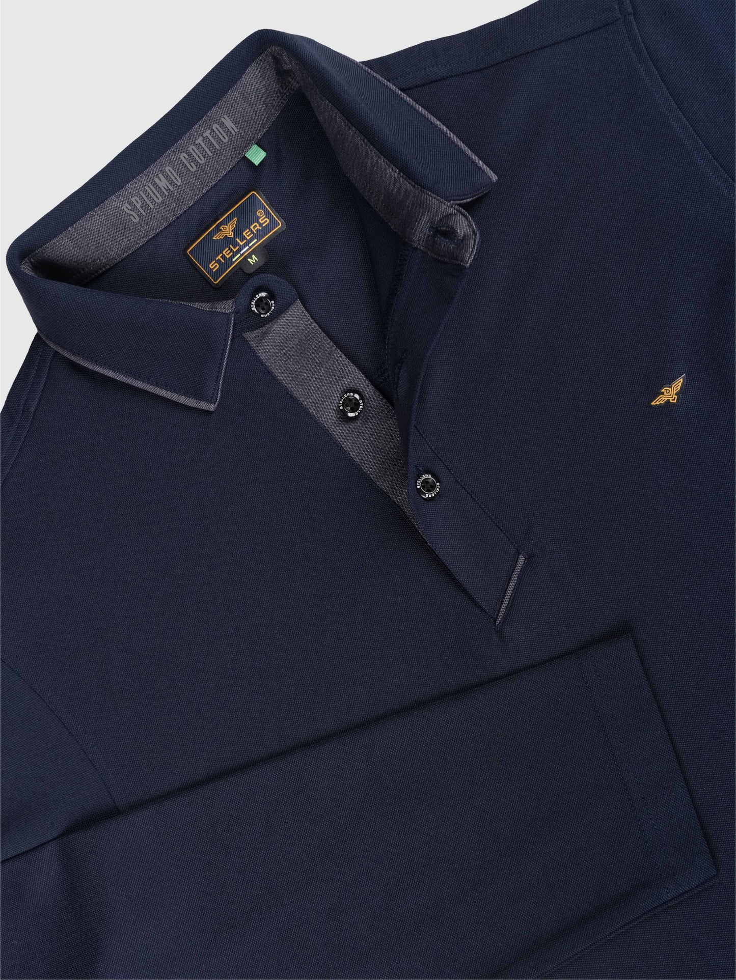 Men's Full Sleeve Soft Berry PQ Polo T-Shirt-Navy Blue