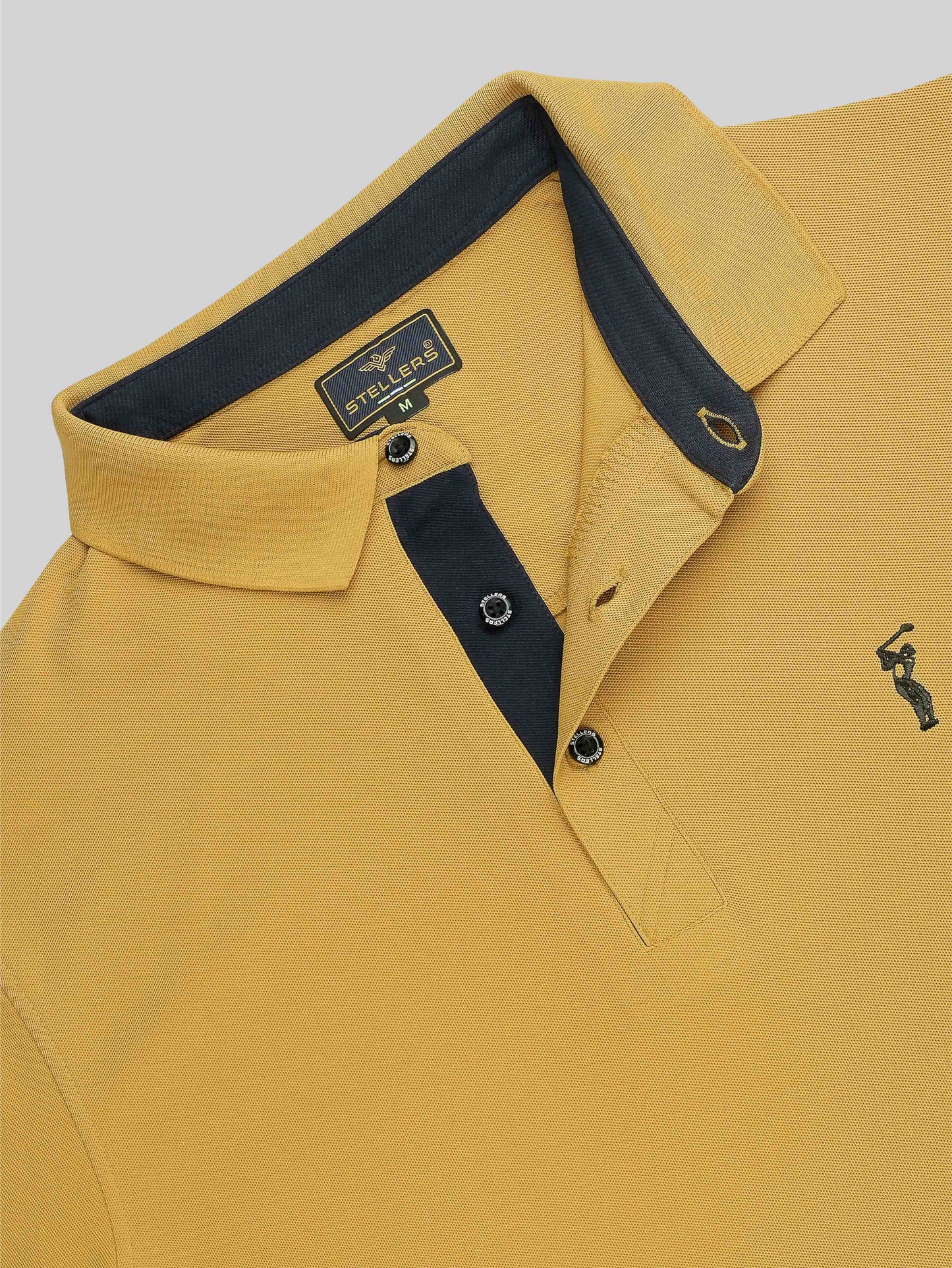 Men Mustard Premium Golf Polo T-Shirt | Quick Dry | Stretchable | UV Protected | Wrinkle & Odour-Free