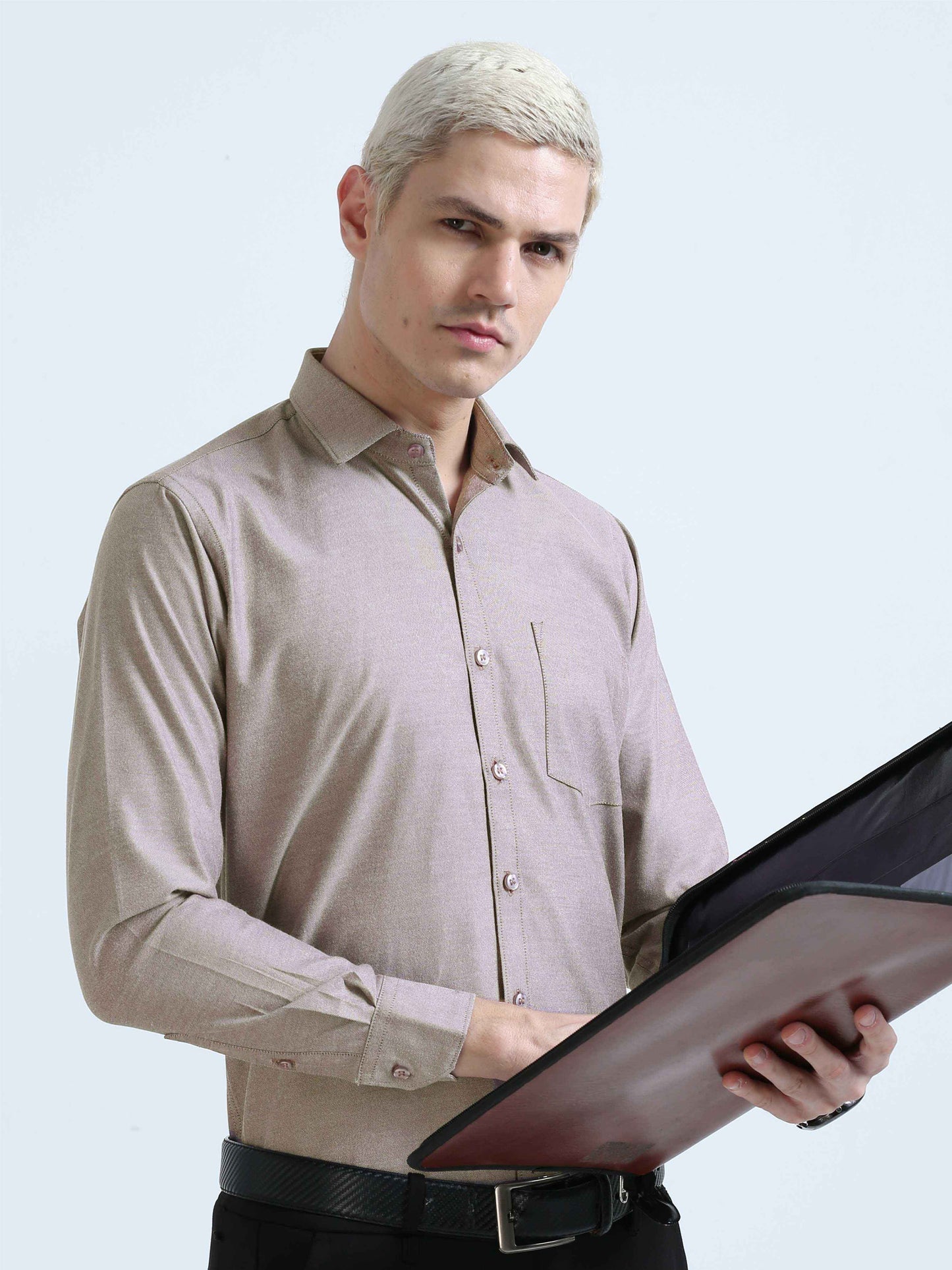 Wine Strom Oxford Formal Shirt for Men 