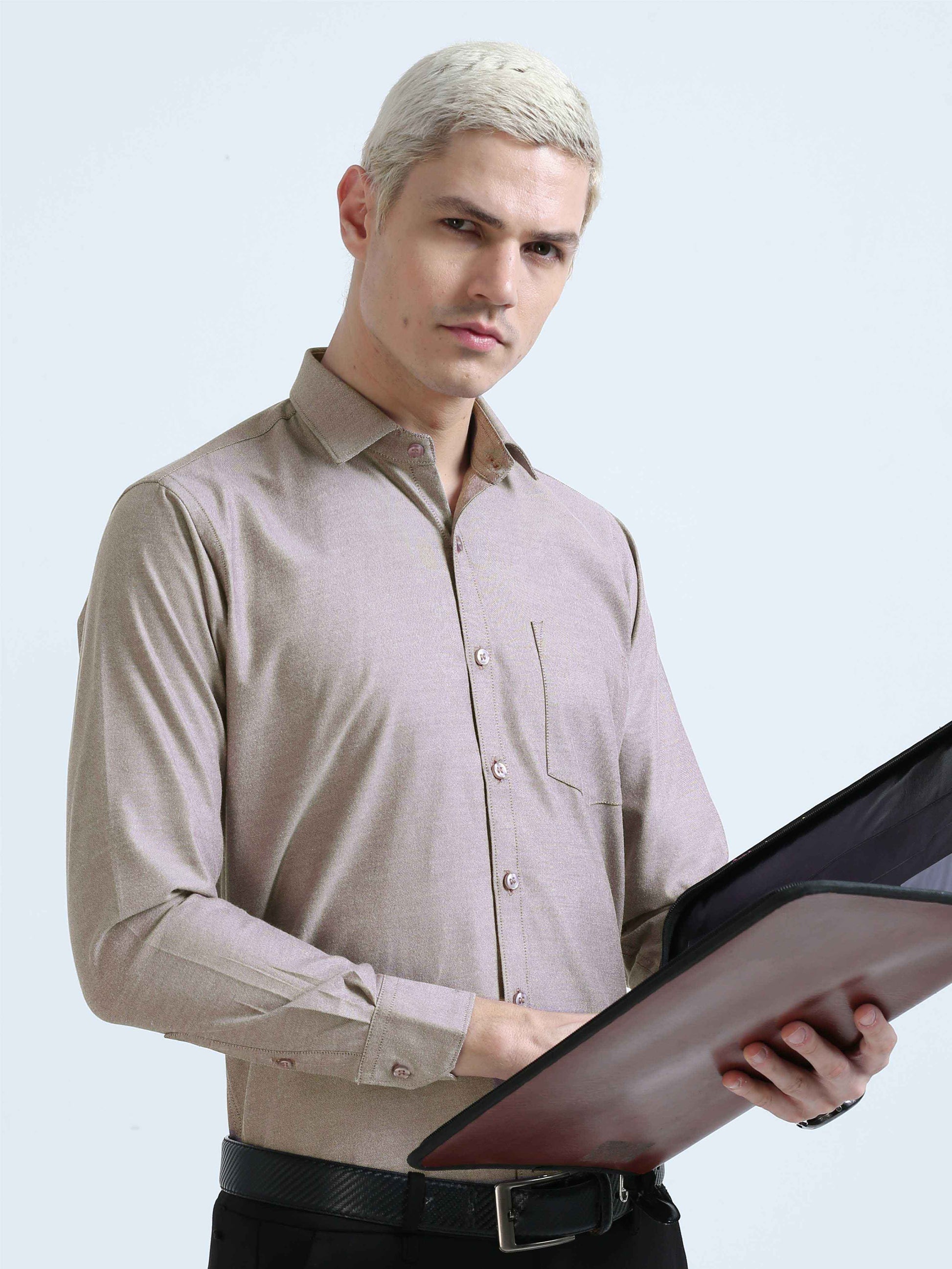 Wine Strom Oxford Formal Shirt for Men 