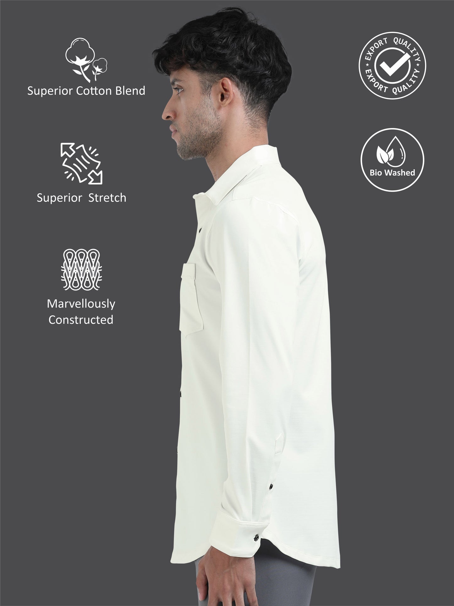 STELLERS Premium Cotton Formal Shirt - White | Stretchable | Wrinkle Free | Quick Dry | Feather Touch Feel