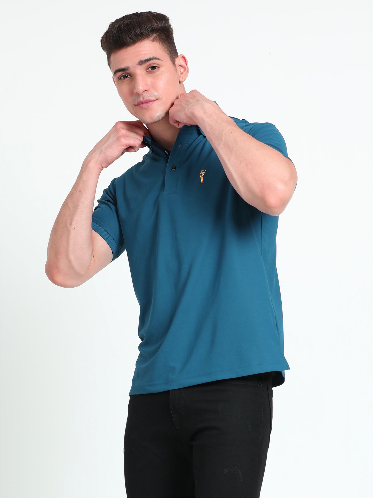 Teal Green Polo T Shirt for Men 