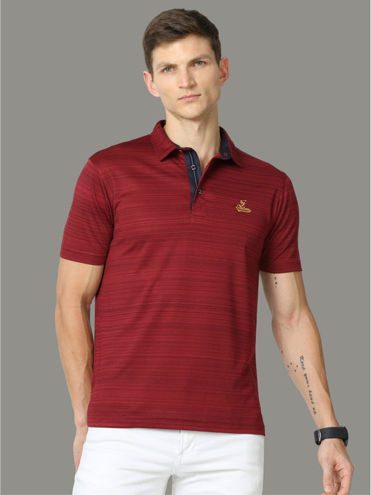 Maroon Men's Barcode Weave Golf Polo T Shirt