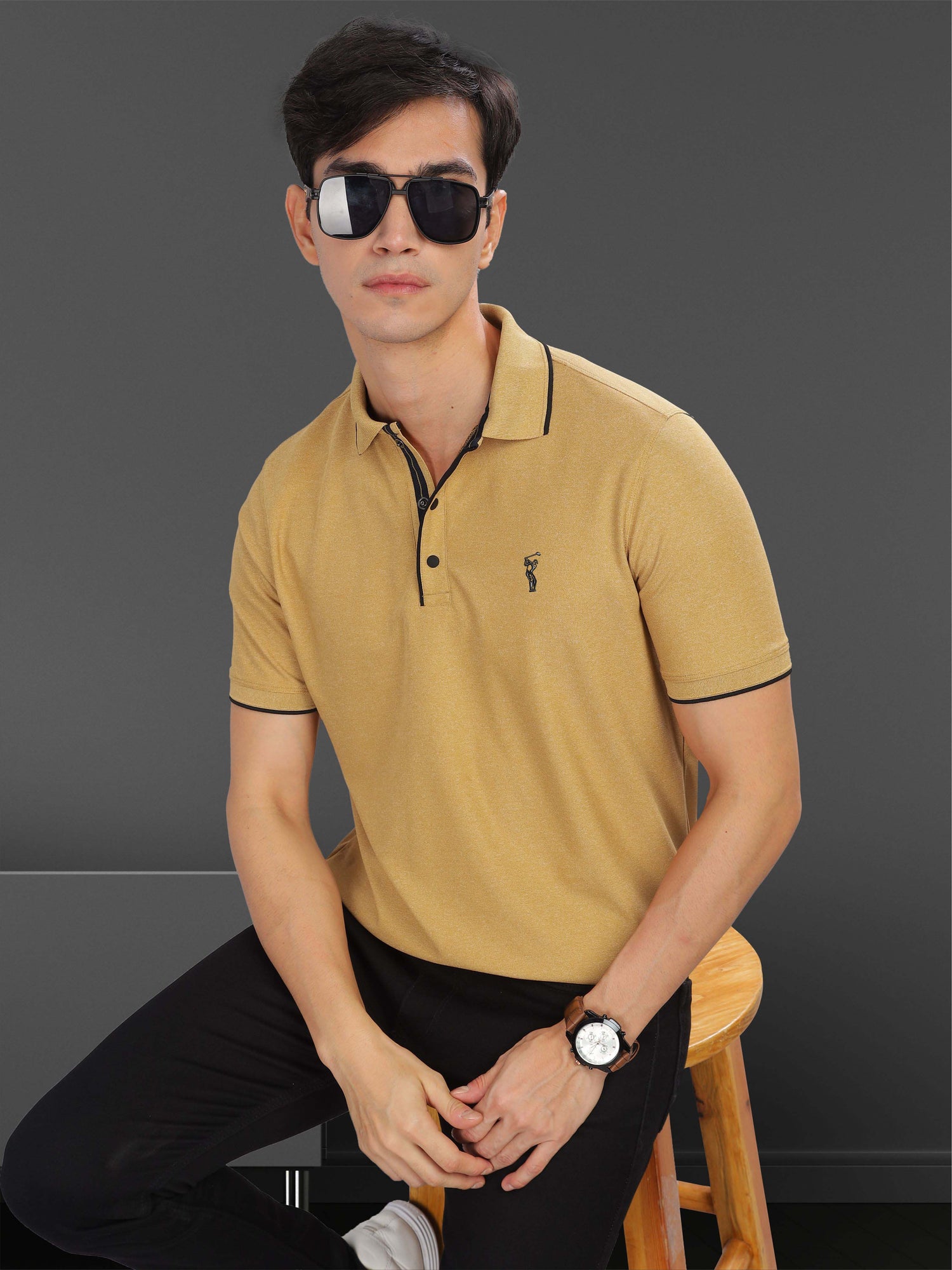 Honey Gold Men's Tipping Polo T Shirt