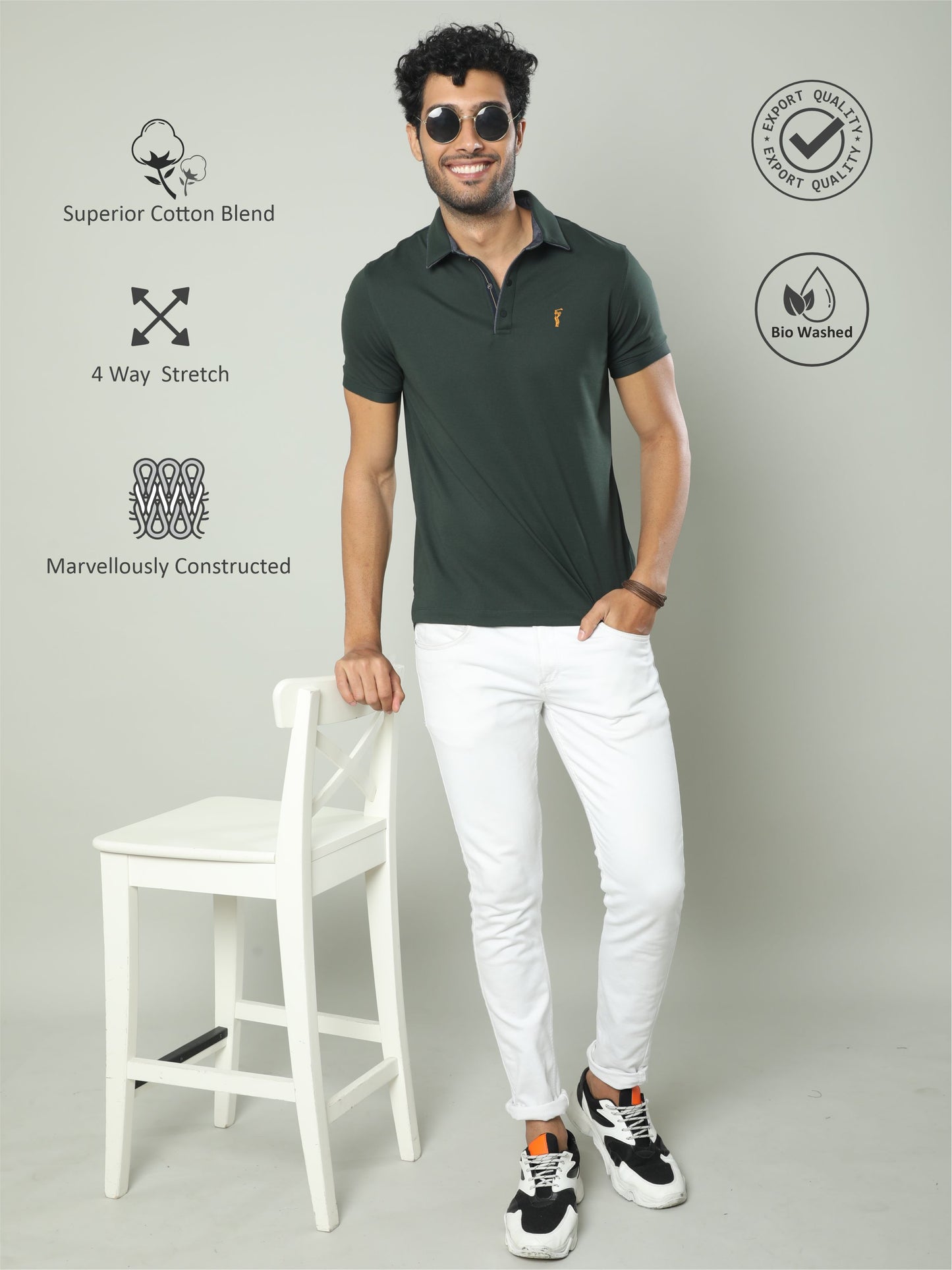 Bottle Green Men Premium SoftBerry PQ Polo T-Shirt