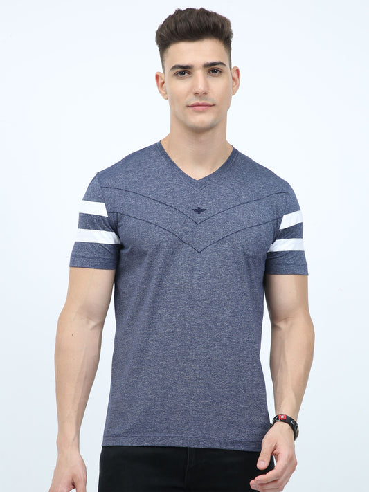 Navy Blue Men's Cotton vee neck t shirts
