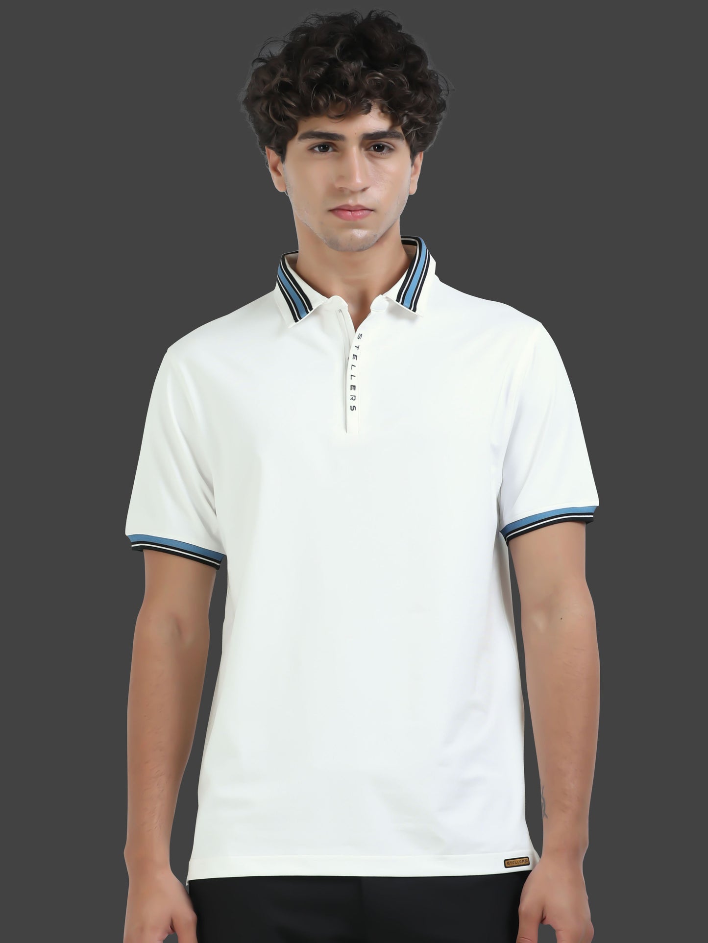 White Men's Zipper Polo T-Shirt | Wrinkle-Free | Quick Dry |  Odour-Free | Stretchable | UV Protected
