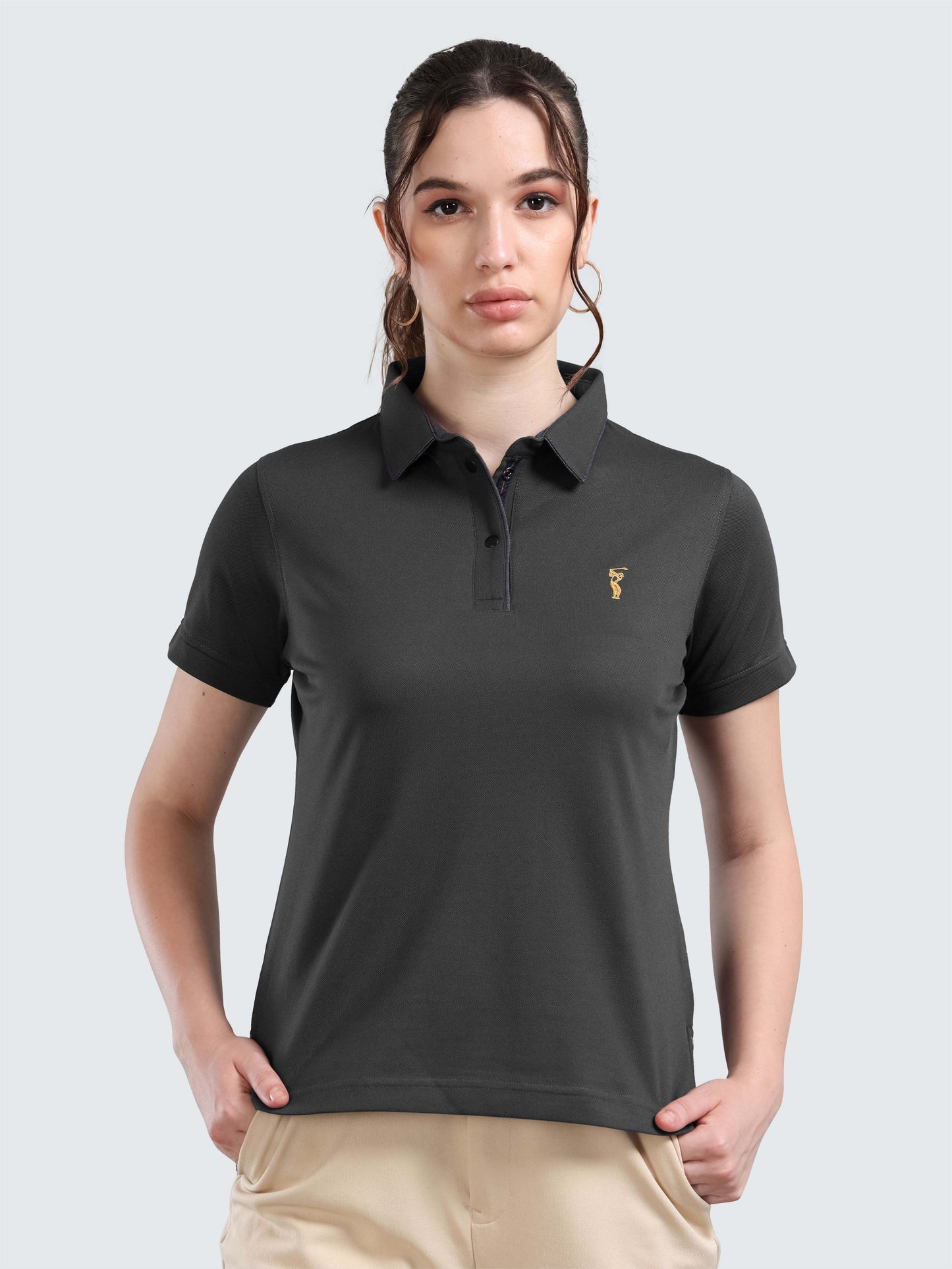 Grey Women Premium SoftBerry PQ Polo T-Shirt