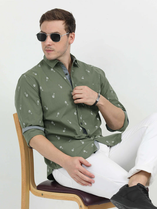 Olive Green Men's Premium Casual Shirt