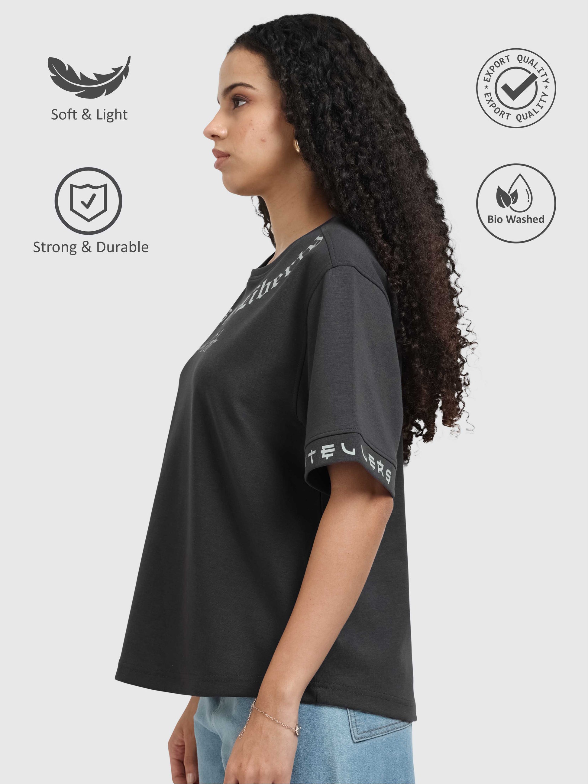 Dark Grey Oversized T Shirt for Women