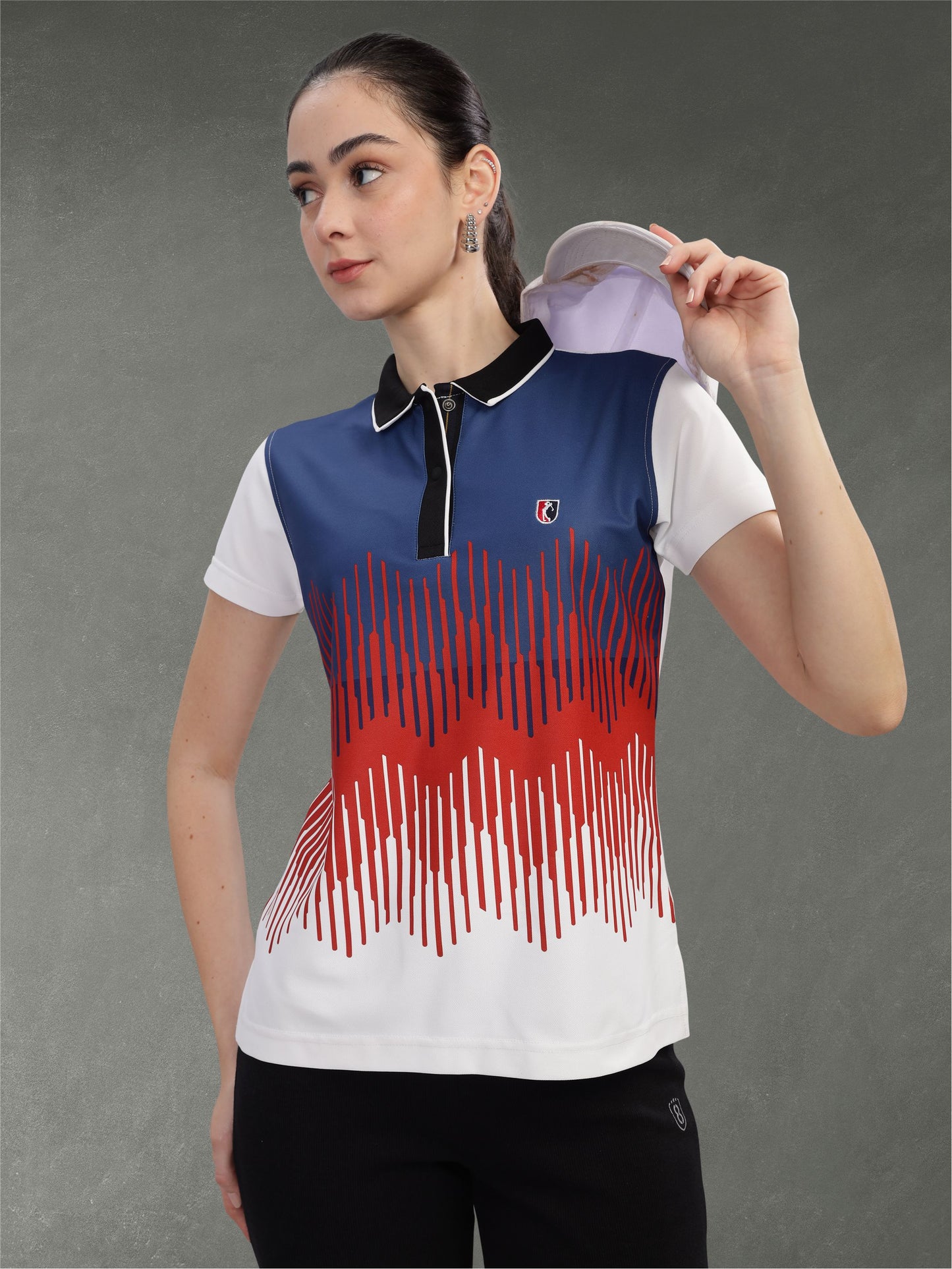 Multi Color Women Active Wear Polo T-shirt