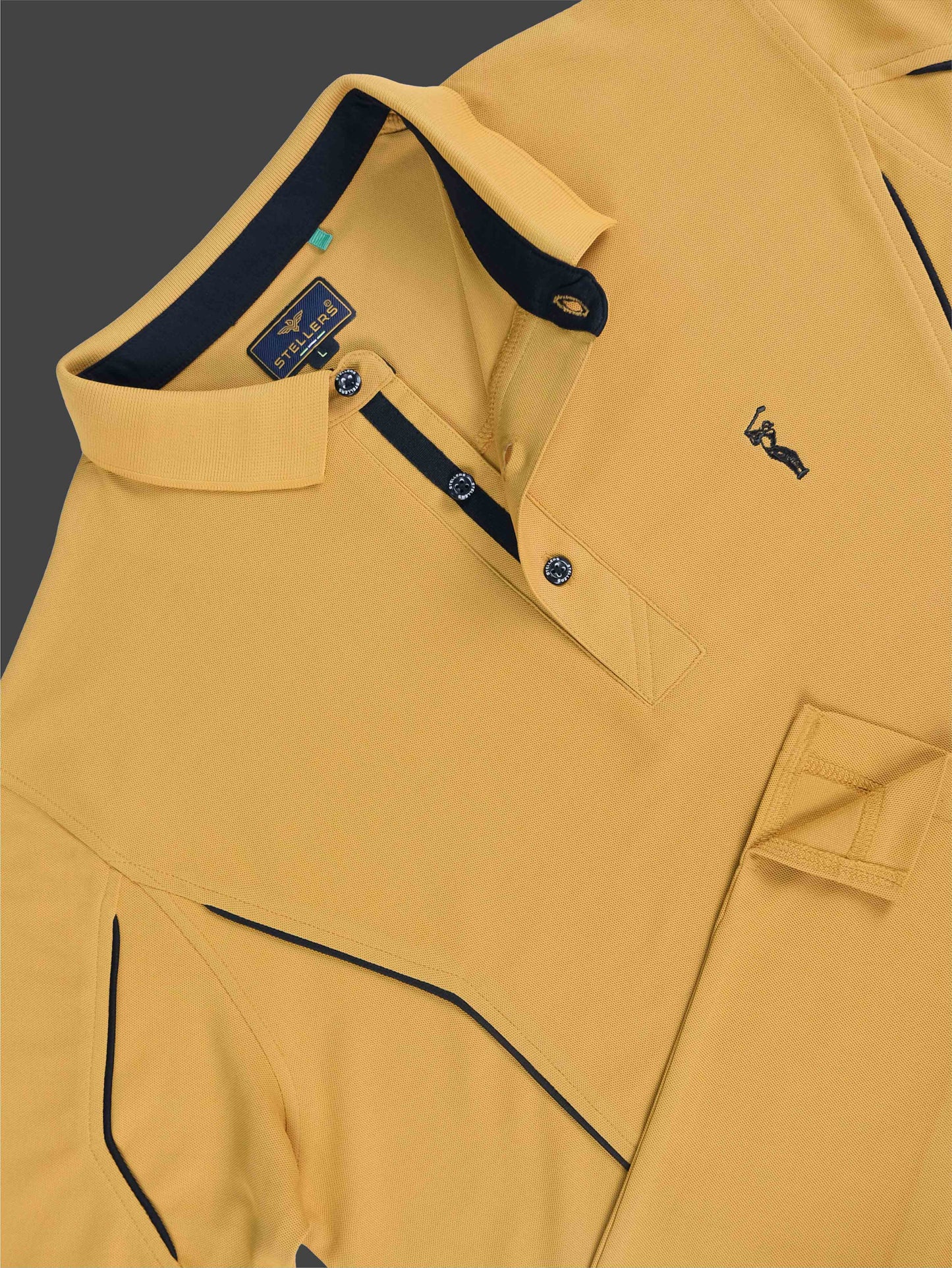 Mustard-Men's Piping Design Polo T-Shirt | Wrinkle-Free | Quick Dry | Stretchable |  Odour-Free | UV Protected