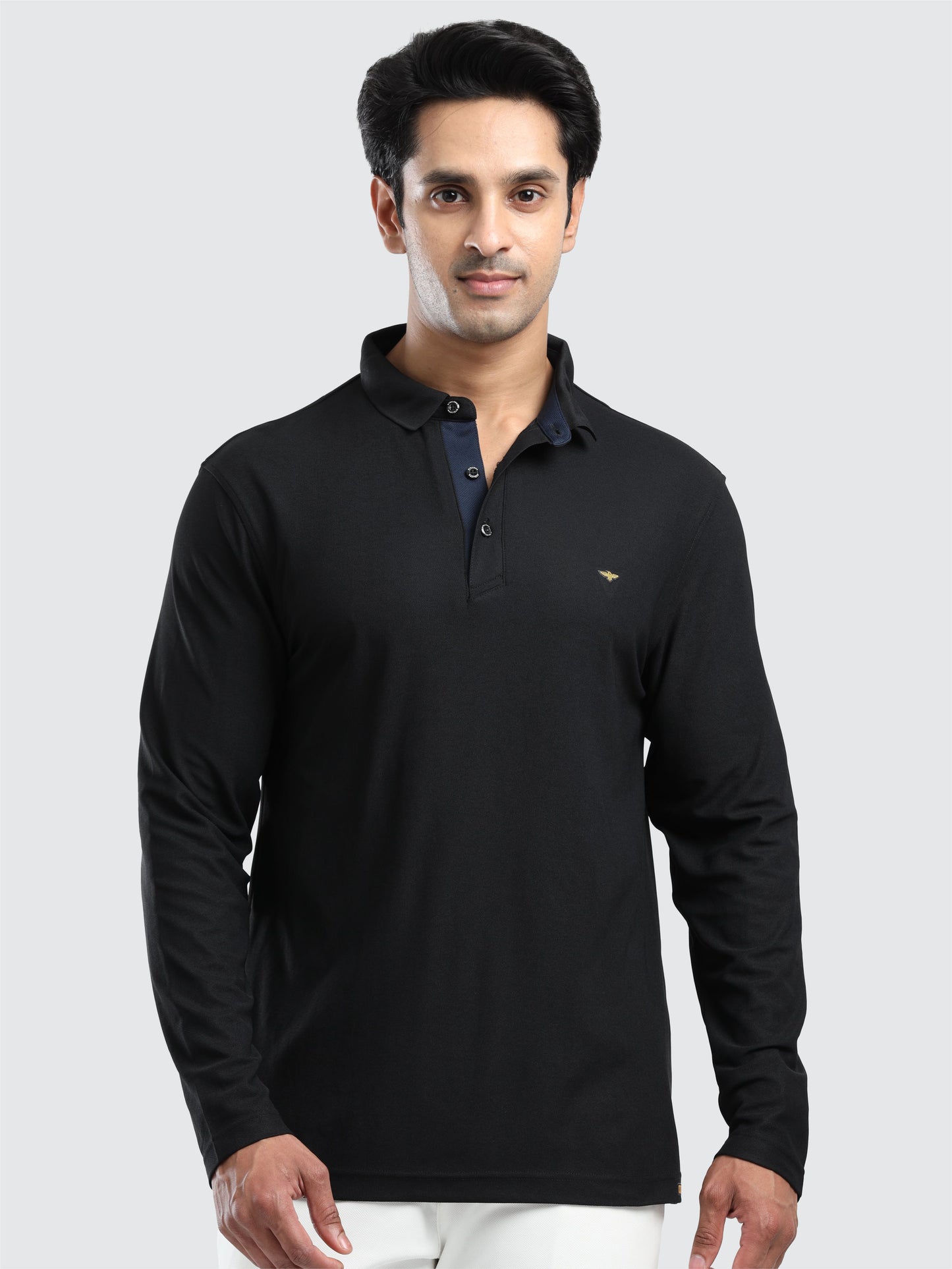Men's Black Full Sleeve Polo T-Shirt