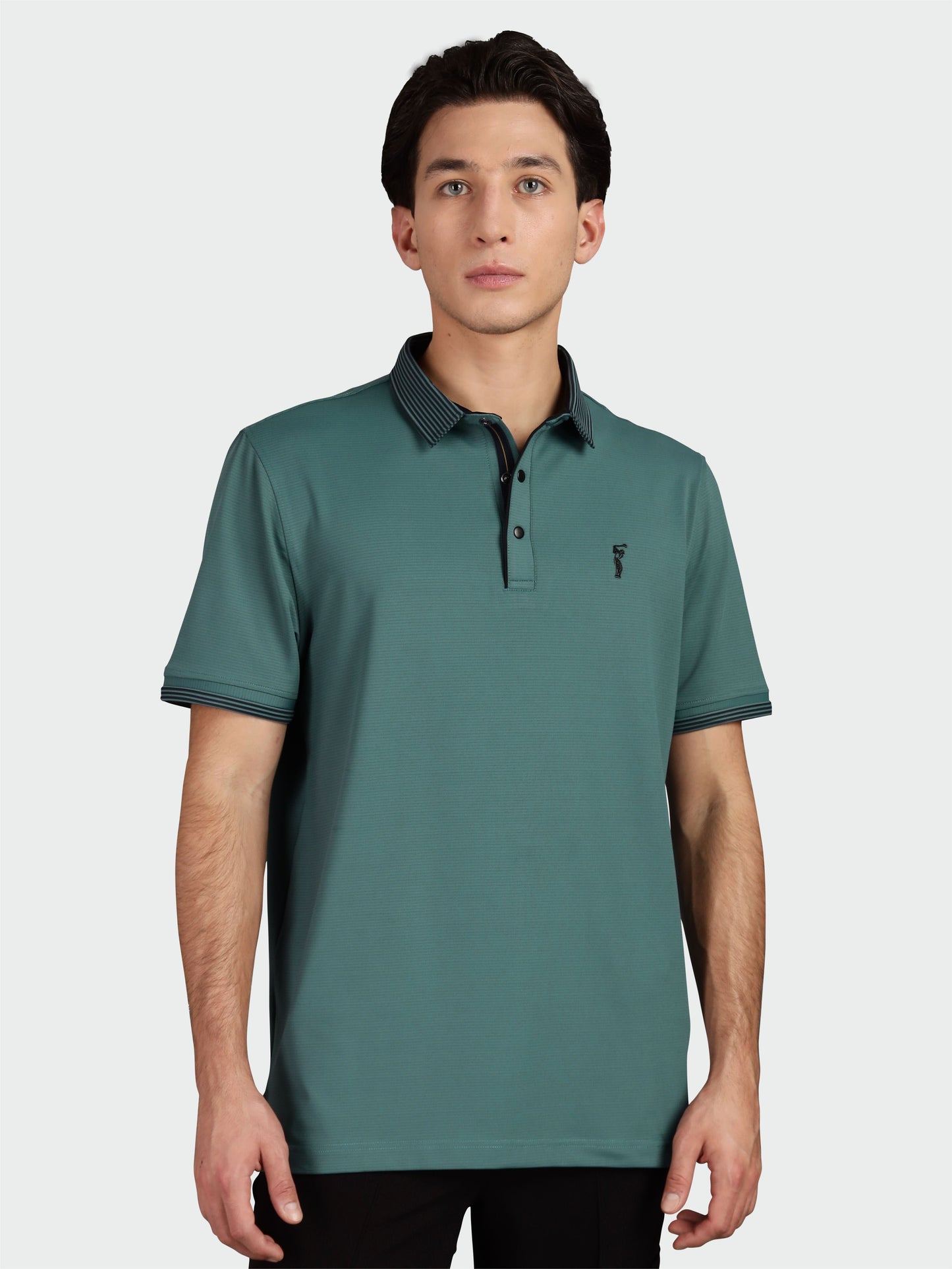 Men Premium Ultra Stripes Polo T-Shirt - Aqua Green | Feather Touch Feel | Light Weight | Stretchable | Sustainable