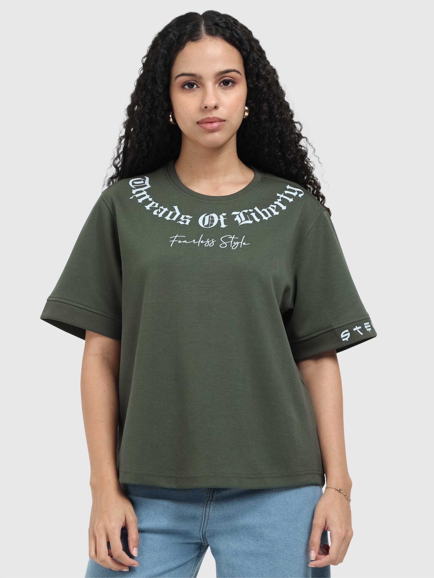 Women Oversized T-Shirt - Olive Green | Feather Touch Feel | Odour Resistant | Quick Dry | Stretchable | Lightweight