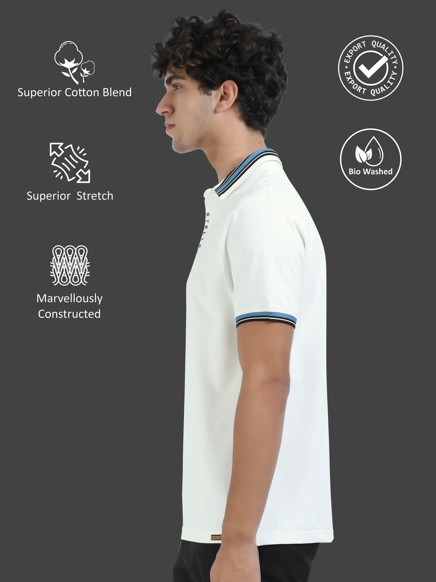 White Men's Zipper Polo T-Shirt | Wrinkle-Free | Quick Dry |  Odour-Free | Stretchable | UV Protected