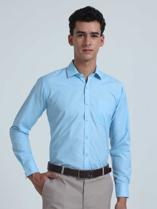 Sky Blue  Men's Premium Filla Fill Office Formals-Plus Size
