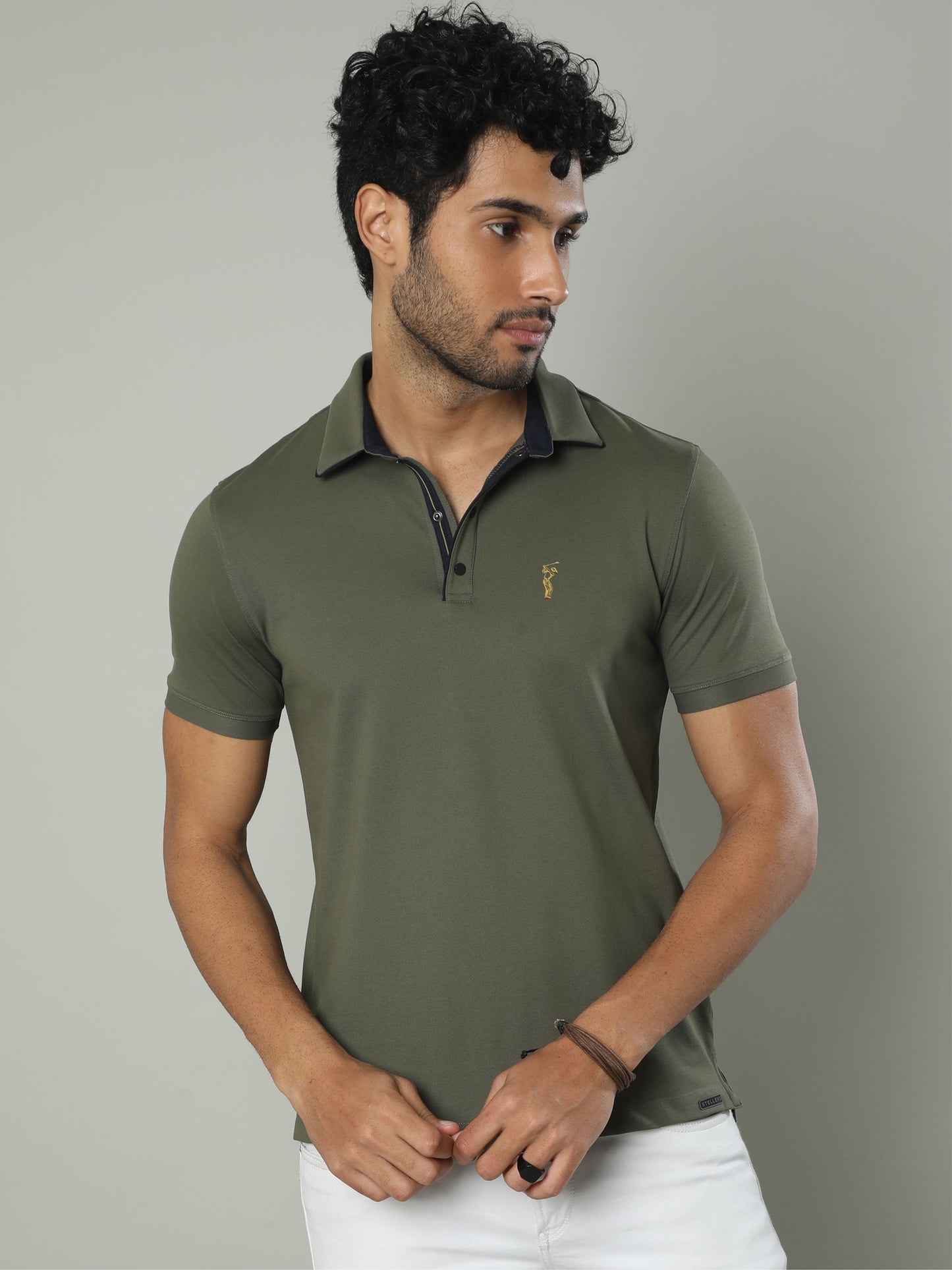 Drab Olive Men Premium SoftBerry PQ Polo T-Shirt