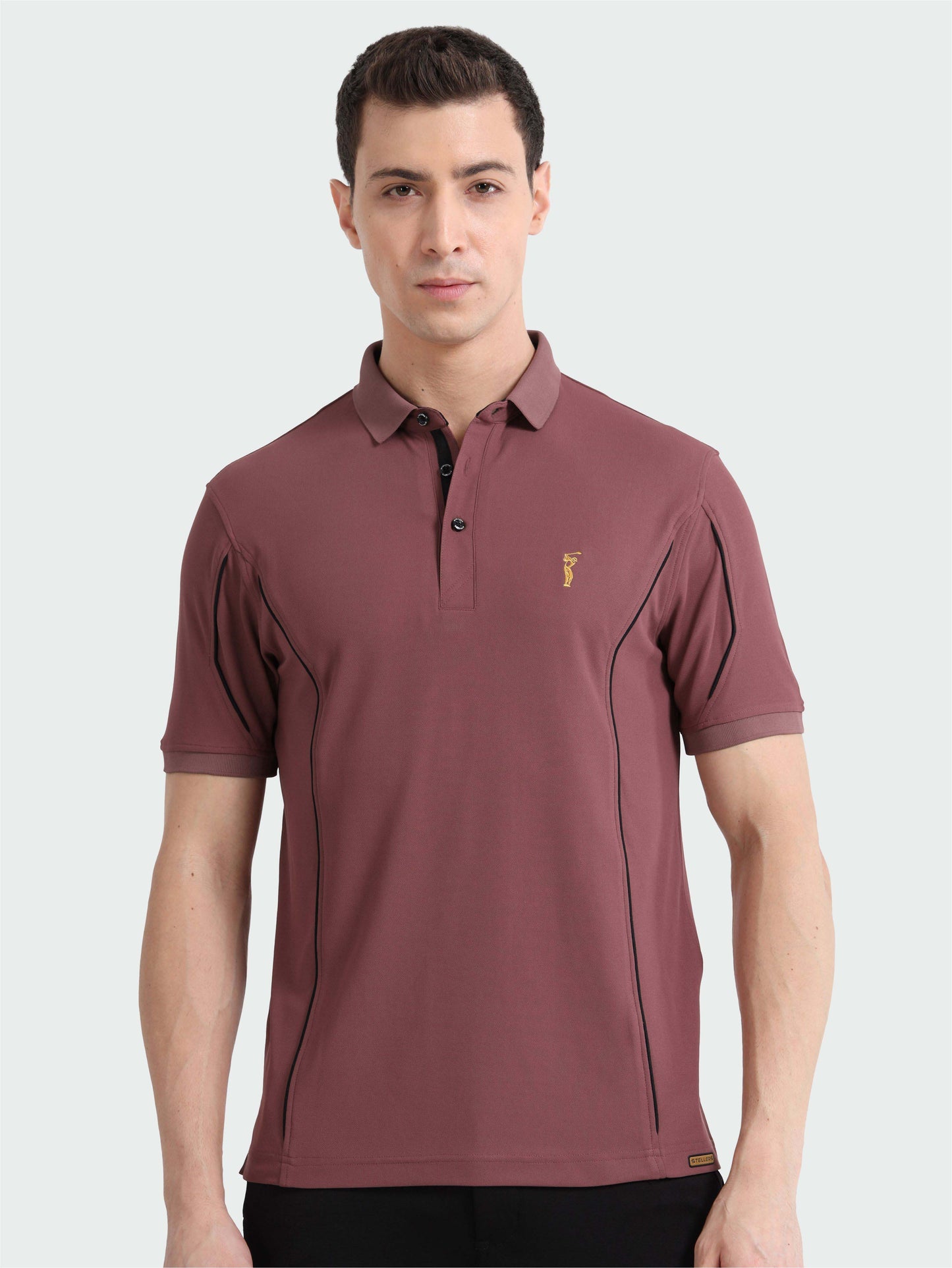 Mauve-Men's Piping Design Polo T-Shirt | Wrinkle-Free | Quick Dry | Stretchable |  Odour-Free | UV Protected