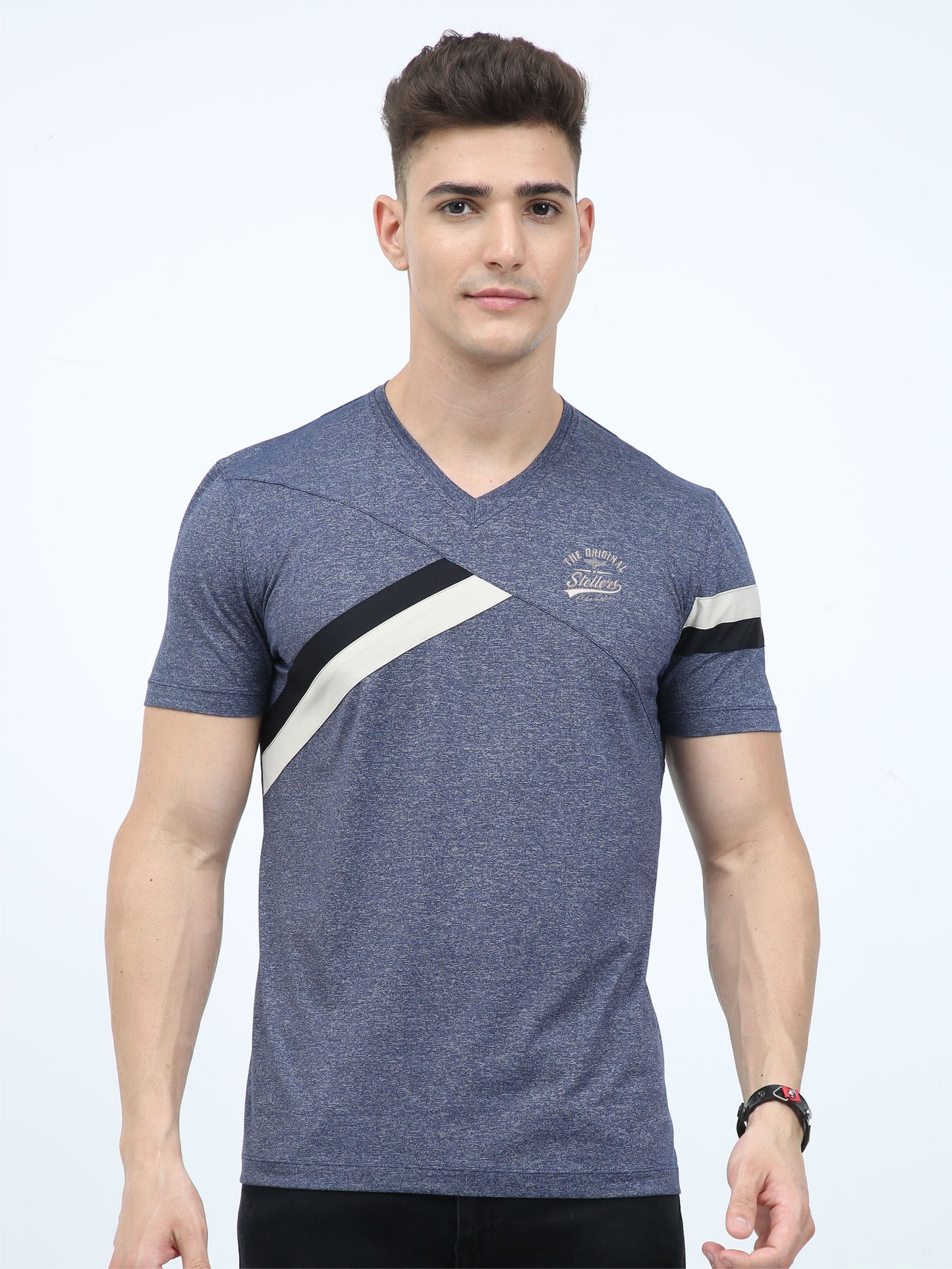 Navy Blue Premium Cotton vee neck t shirts