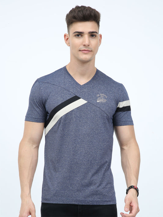Navy Blue Premium Cotton vee neck t shirts