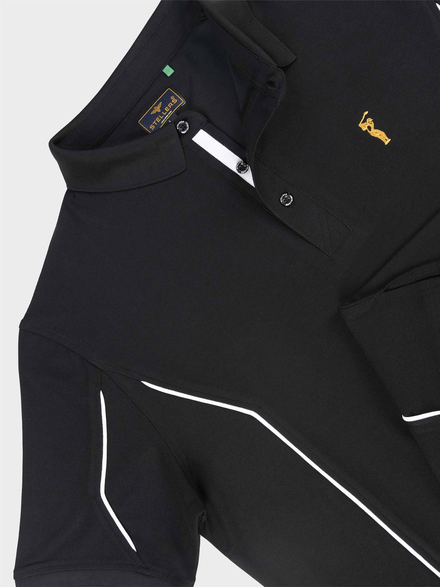 Black-Men's Piping Design Polo T-Shirt | Wrinkle-Free | Quick Dry | Stretchable |  Odour-Free | UV Protected