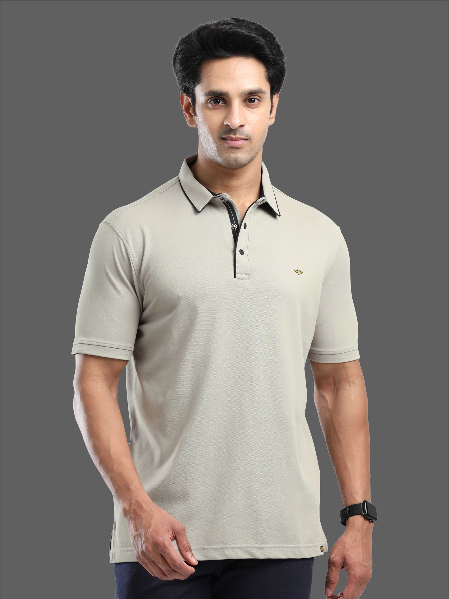 Moose Grey Men Premium SoftBerry PQ Polo T-Shirt