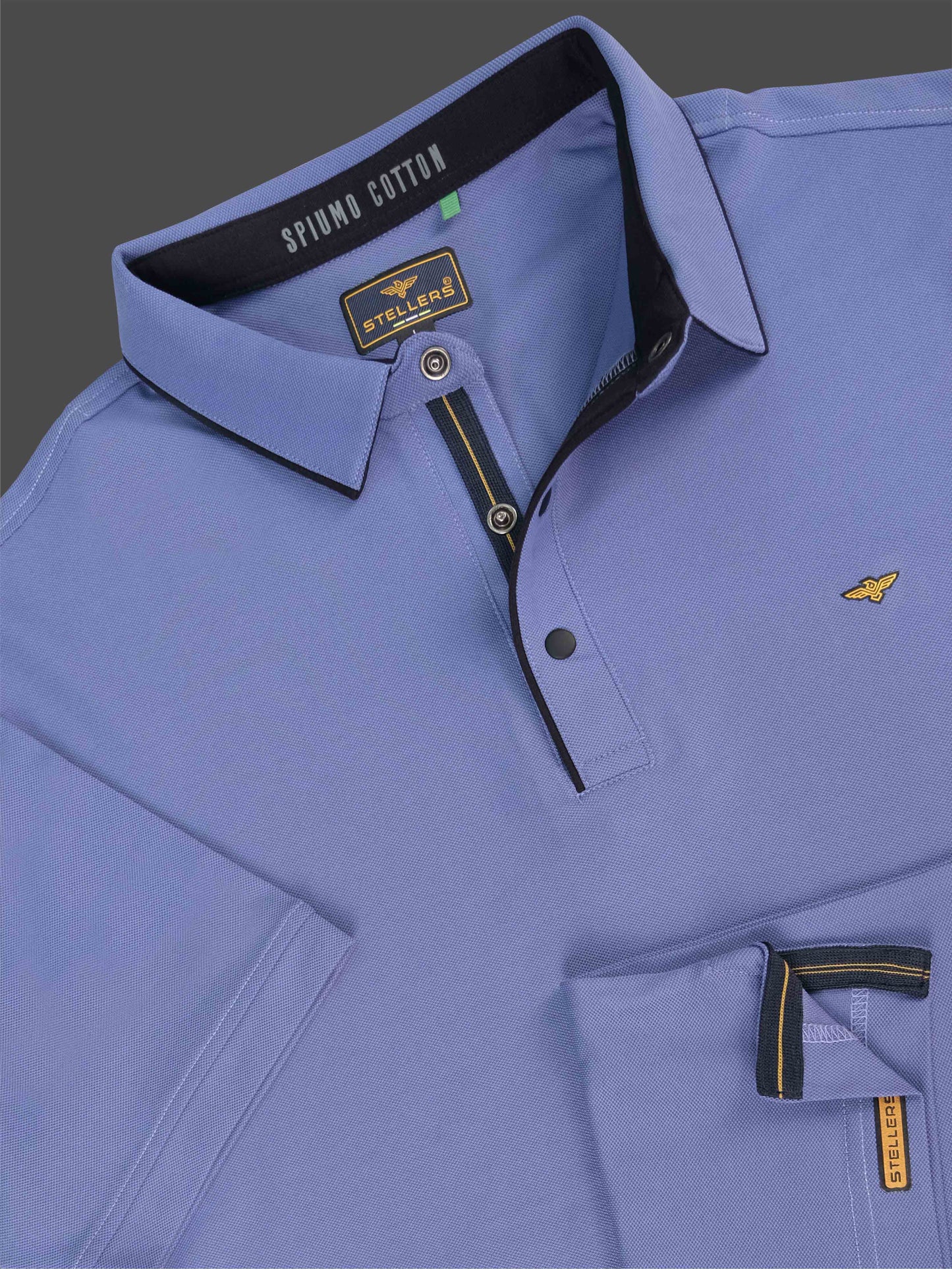 Denim Blue Men Premium SoftBerry PQ Polo T-Shirt