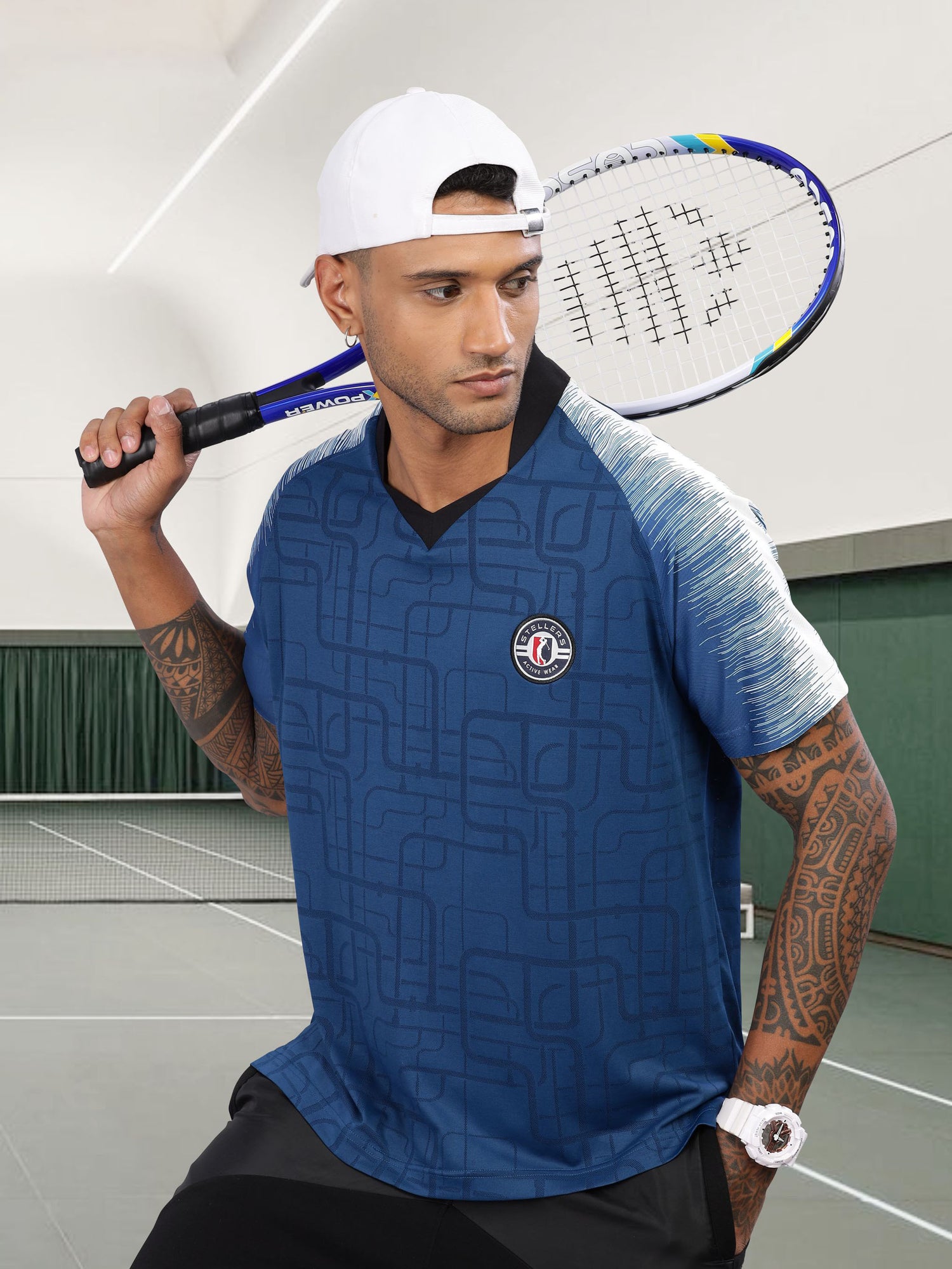 Blue Men’s Printed Active Wear t shirts for men