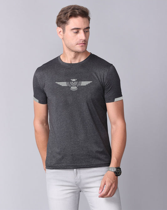 Black Men's Cotton Round Neck T Shirt