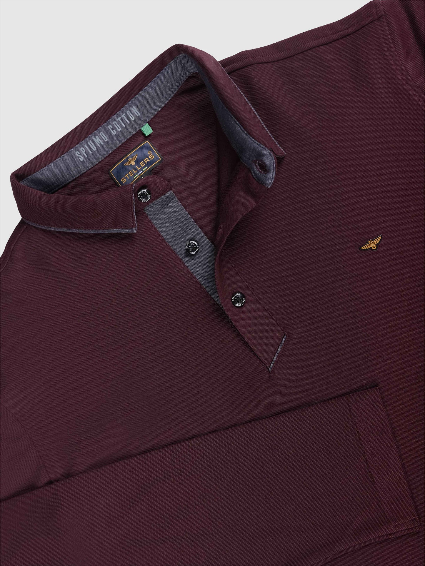 Men's Full Sleeve Soft Berry PQ Polo T-Shirt-Wine