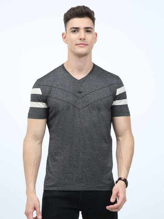 Black Men's Cotton vee neck t shirts