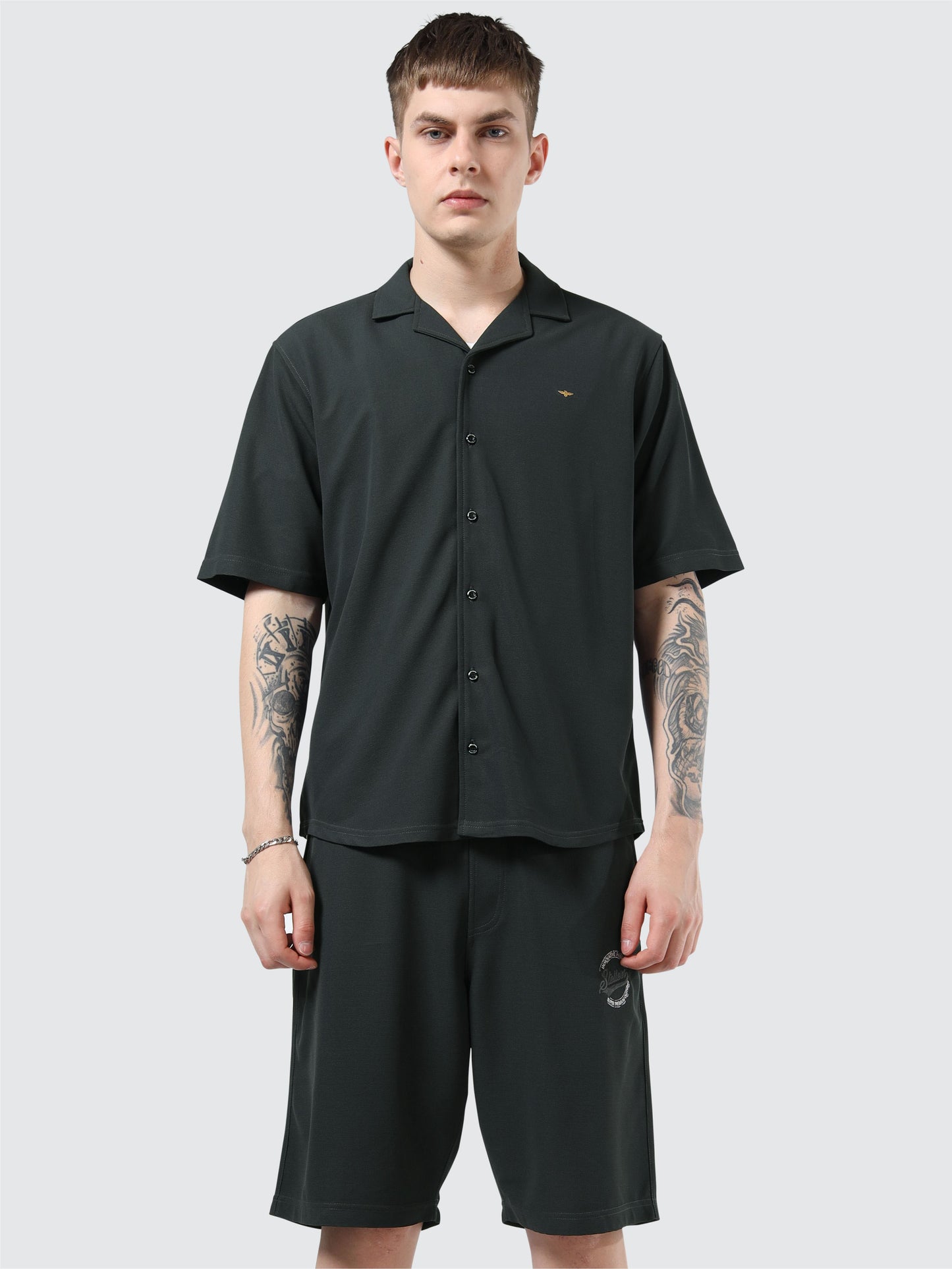 Men Relaxed Fit Co-ord Set Dark-Grey | Wrinkle Free | Stretchable | Feather Touch Feel | Breathable