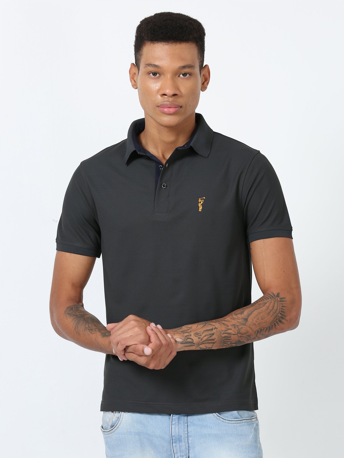 Dark Grey Polo T Shirt for Men
