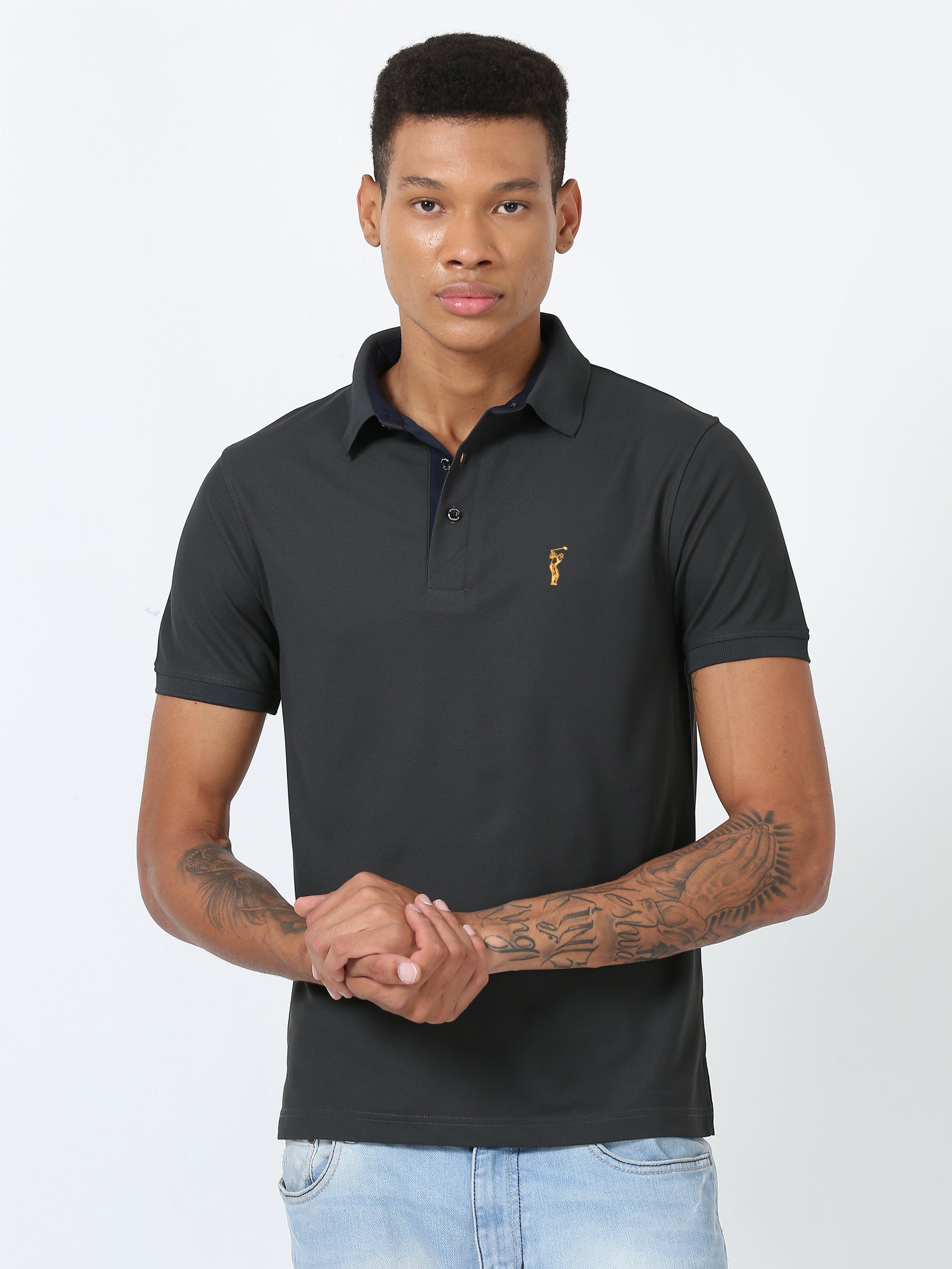 Dark Grey Polo T Shirt for Men