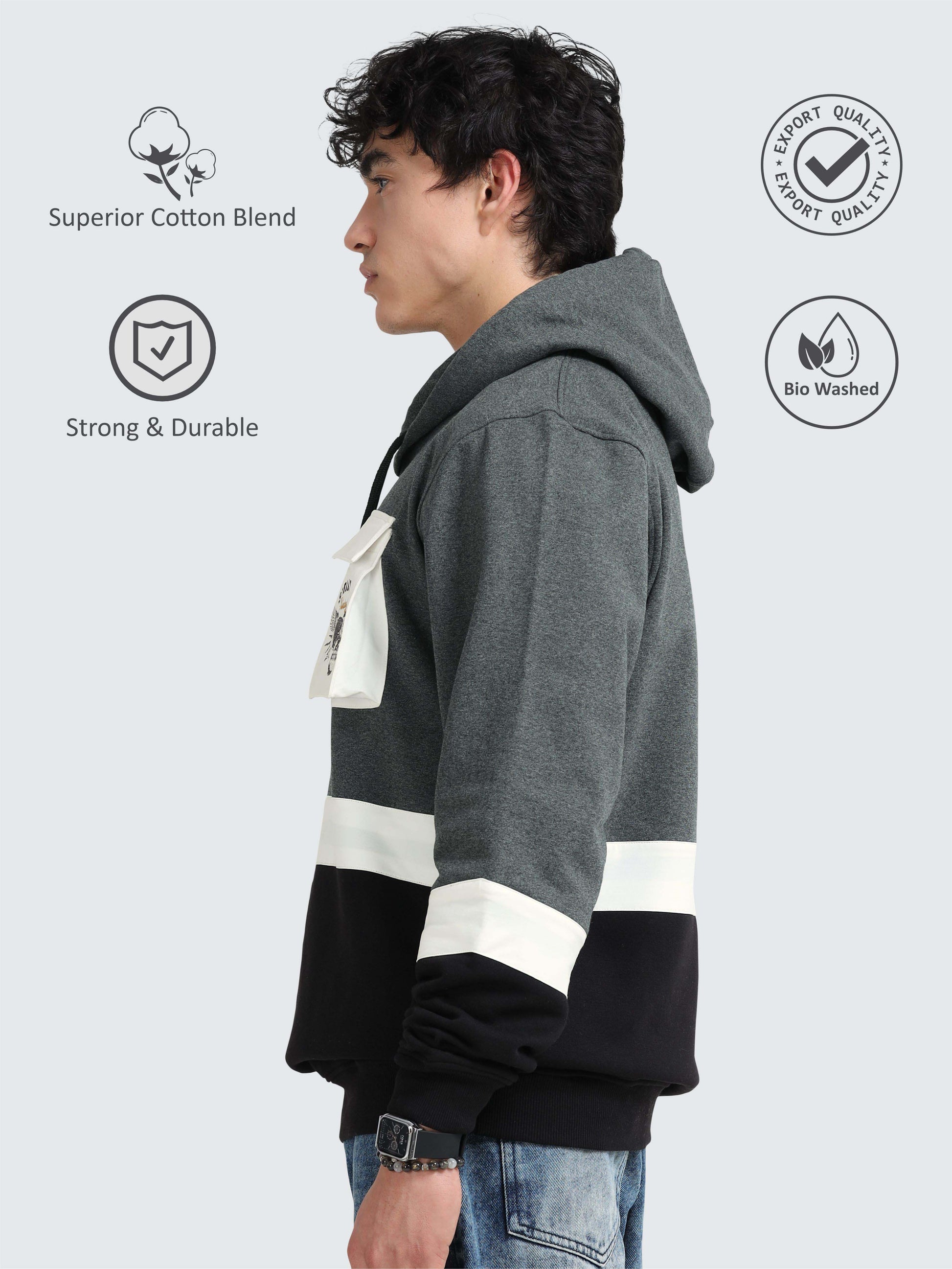 Color-Blocked Oversize Hoodies for Men